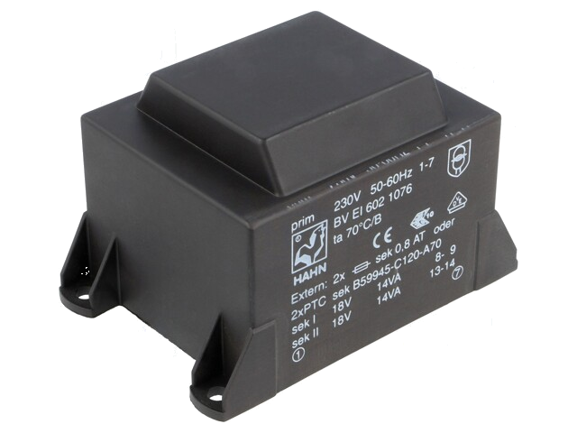 Transformator: ingegoten; 28VA; 230VAC; 18V; 18V; 778mA; 778mA; PCB Transformator: ingegoten; 28VA; 230VAC; 18V; 18V; 778mA; 778mA; PCB